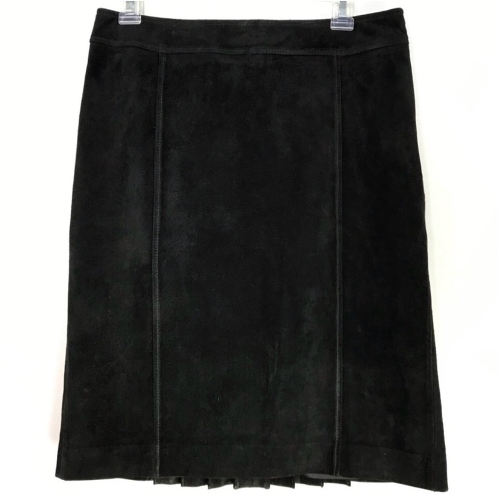 LOFT leather suede Black Pencil Skirt with pleat detail in the back size 6